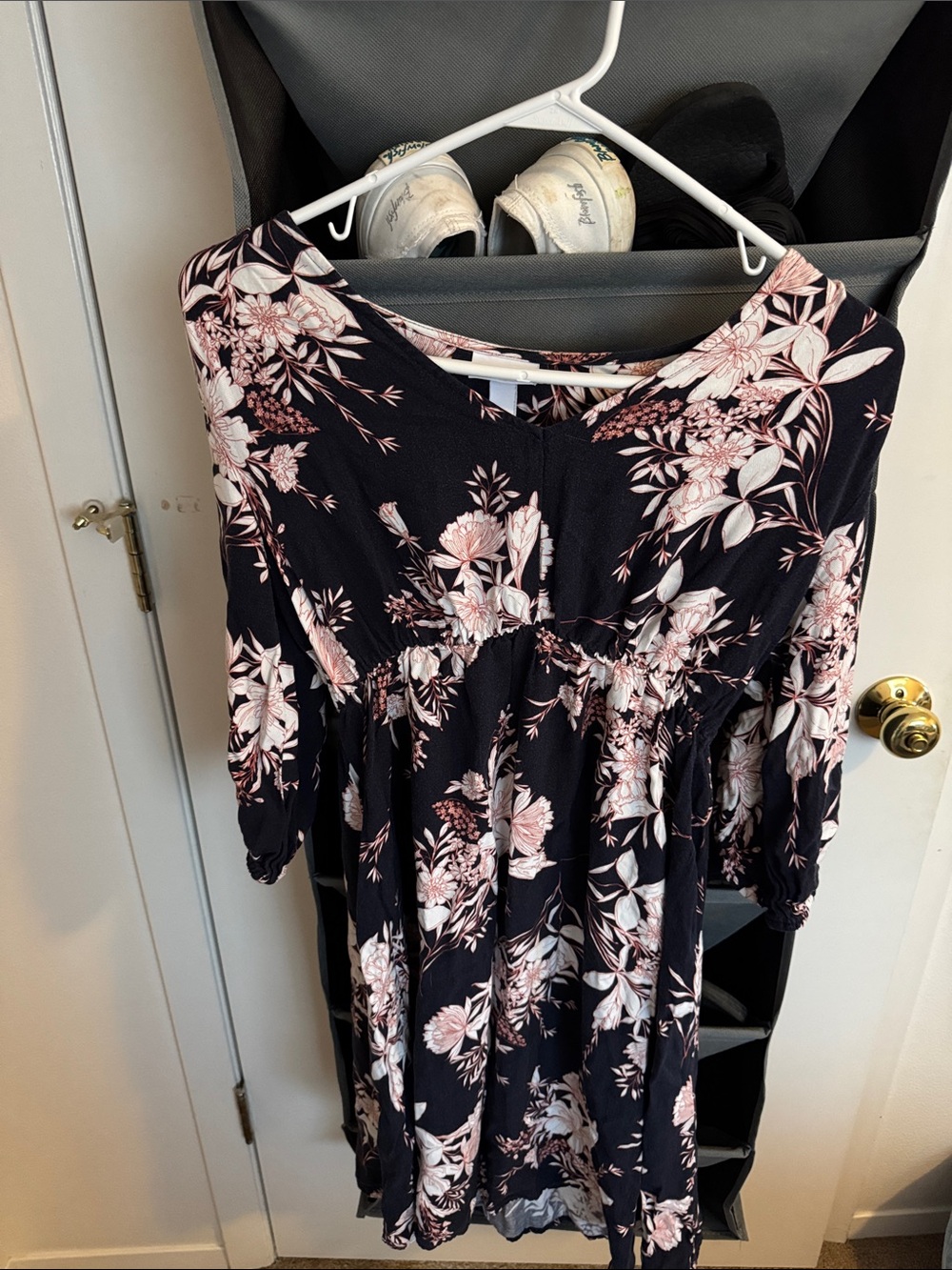 Navy & Pink floral maternity dress